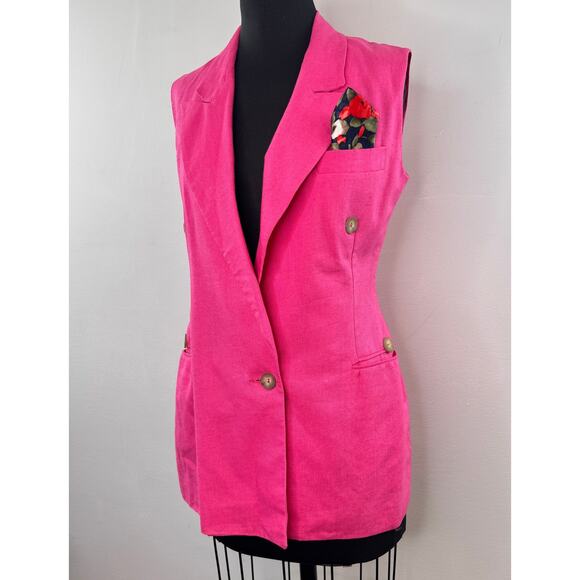 VTG The Limited Collection Pink Vest Blazer Linen Single Breasted Sz XS X-Small - Picture 1 of 8
